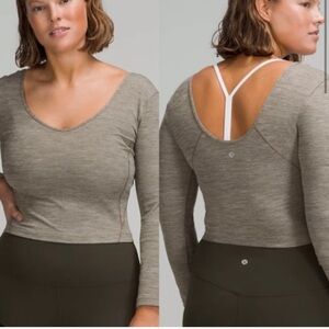 (10) Lululemon Long Sleeve Align Shirt Crop Top Heathered Rover Brown Medium